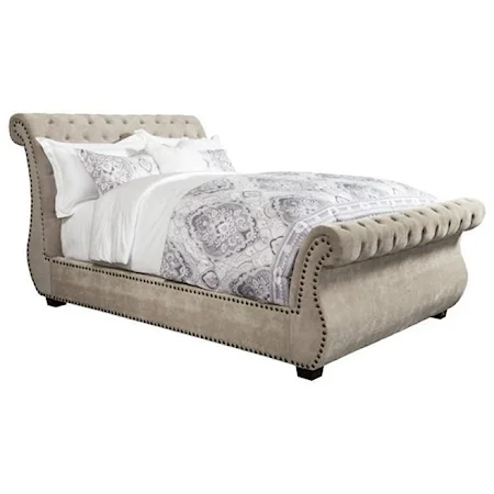 Traditional Queen Upholstered Sleigh Bed